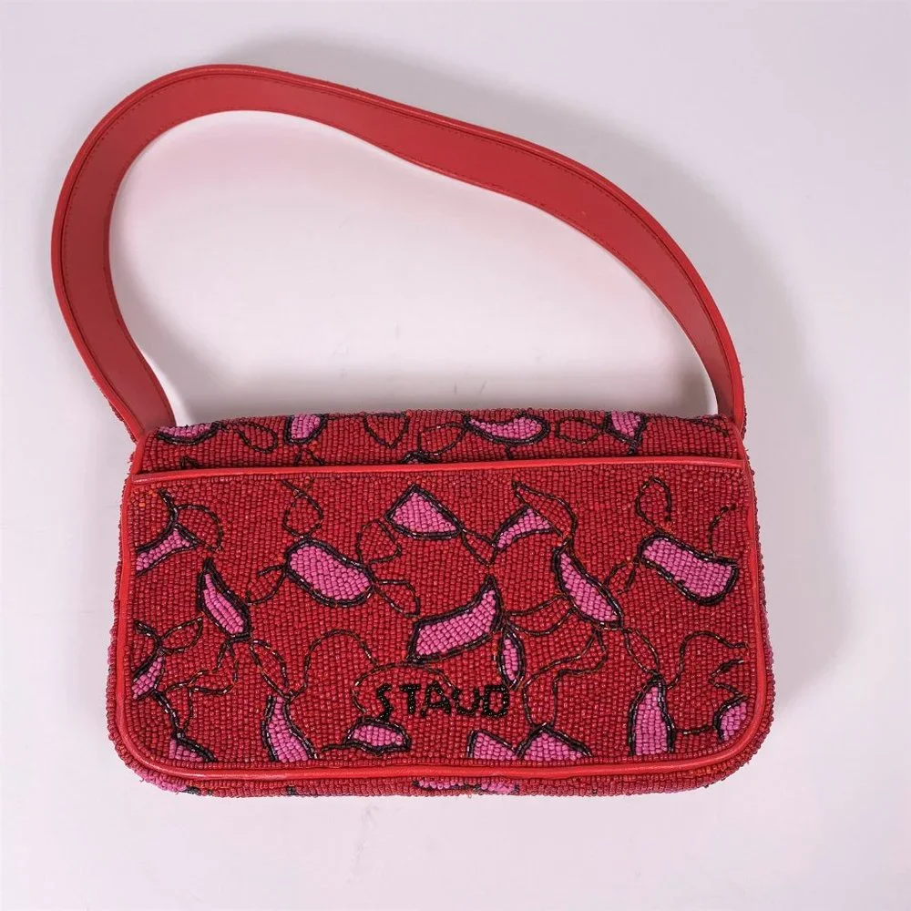 STAUD Red/Pink Beaded 'Tommy' Bag - Picture 4 of 10